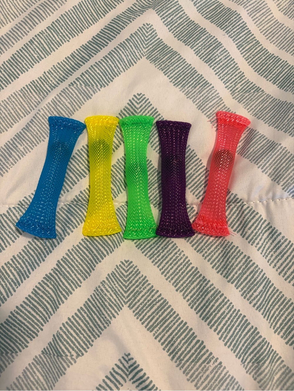 Kids Mesh Fidget Tubes Pack - Blue, Yellow, Green, Purple, Pink